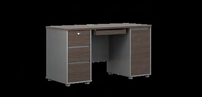 Double-pedestal office desk with keyboard tray