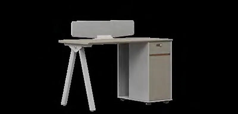 Single workstation with screen and pedestal
