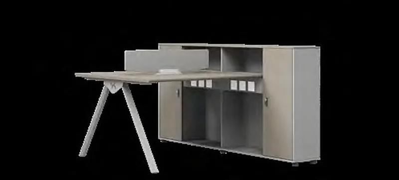 Workstation with screen and storage cabinet
