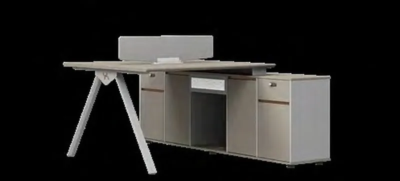 Workstation with screen and side cabinets 1.5 m