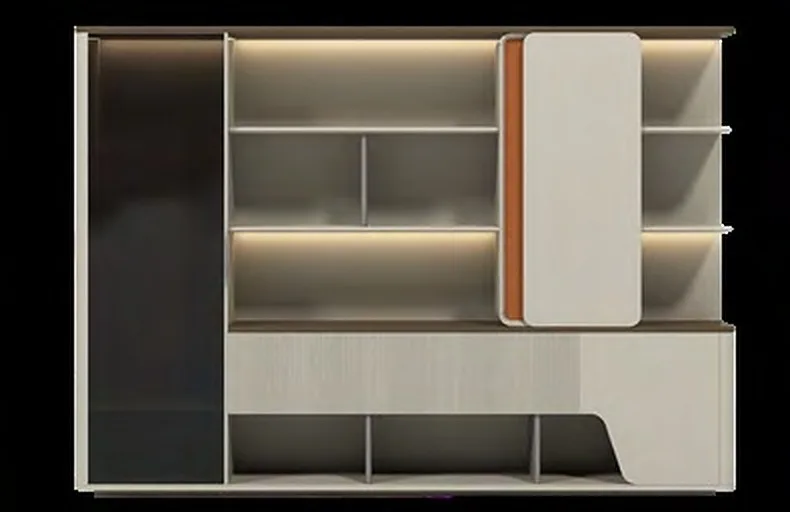 Bookcase wall unit with lighting 2.8 m