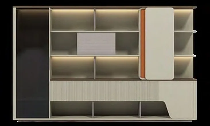 Bookcase wall unit with lighting 3.2 m