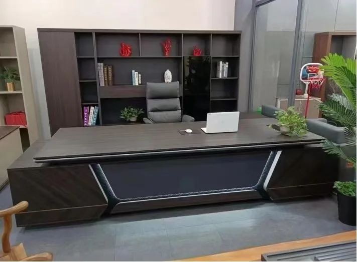 Executive desk 2.4 m, smoked wood