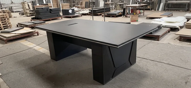 Meeting table 2.4 m, smoked wood