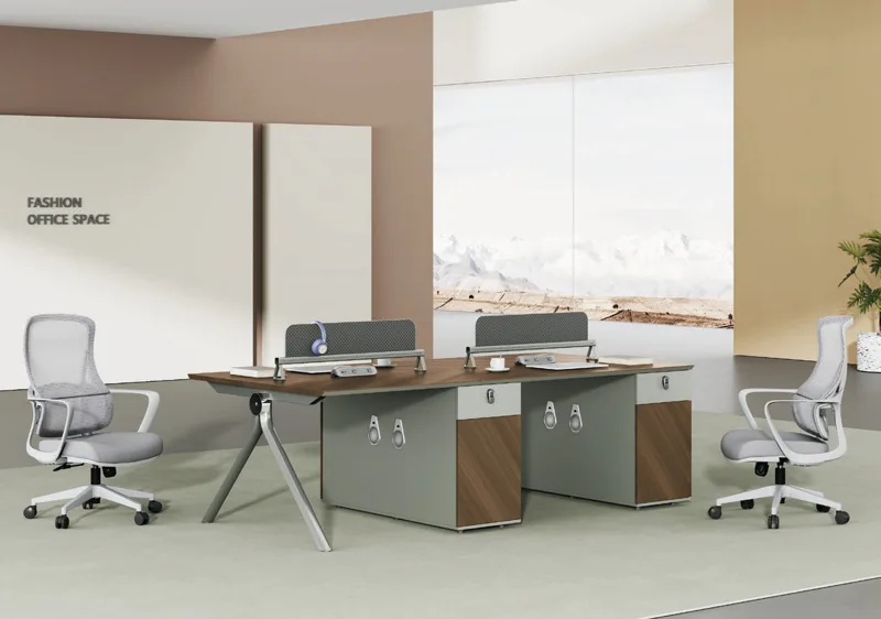 4-Person Workstation - Roman Oak