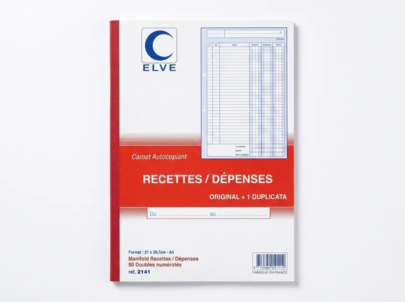 Elve carbonless income/expense book A4, 50 duplicates