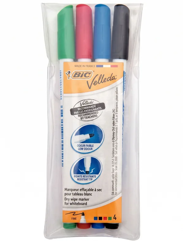 BIC Velleda whiteboard markers, pack of 4