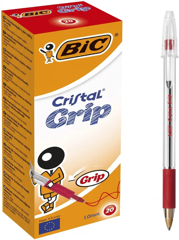 BIC Cristal Grip ballpoint pen, red