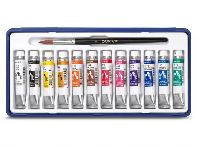 Gouache paint set, 12 tubes with brush