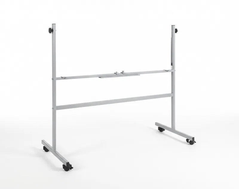 Mobile whiteboard stand on castors